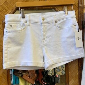 New 7 For All Mankind White Cuffed Denim Shorts